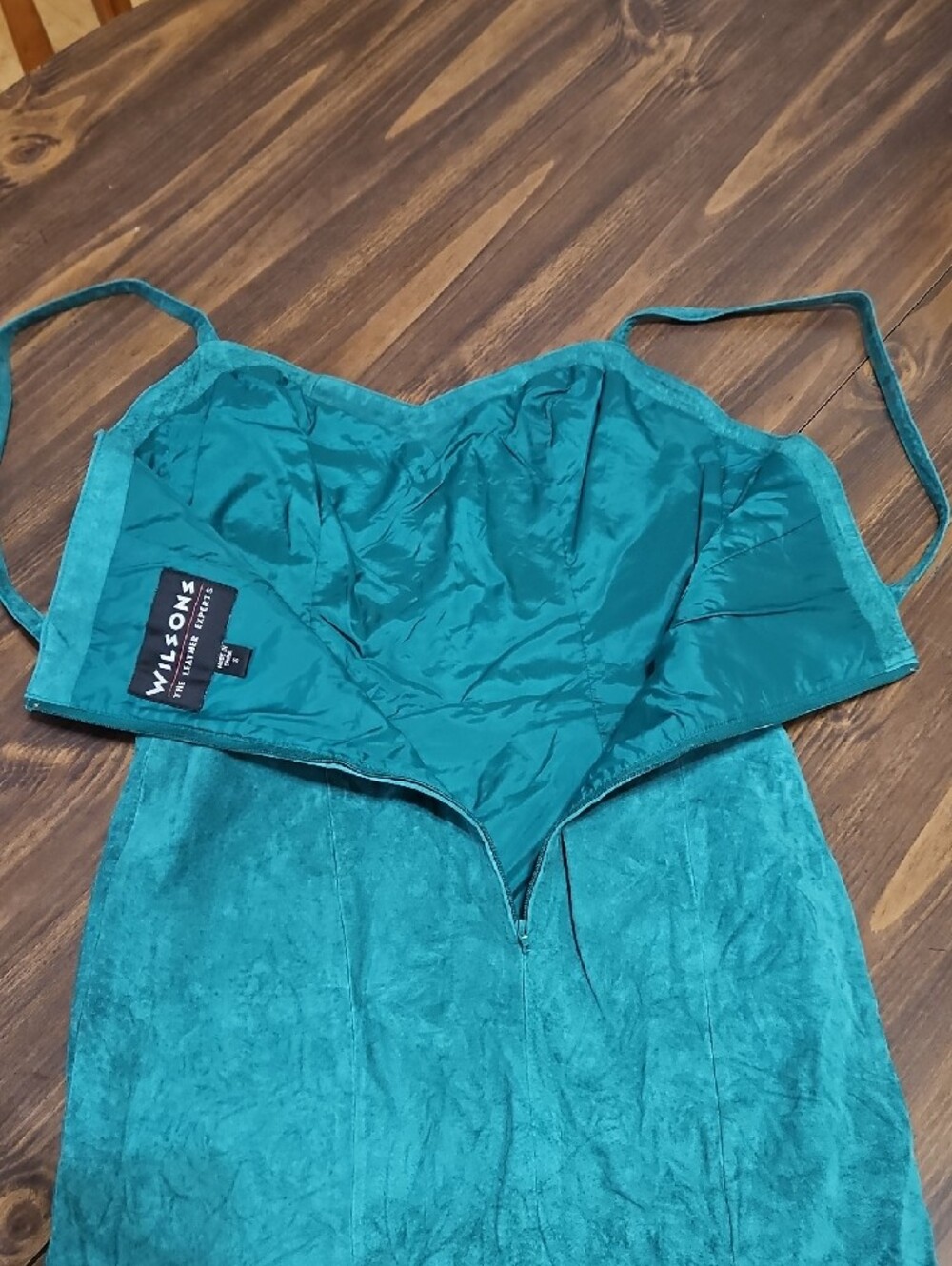Vintage Wilsons Leather Teal Green Suede Asymmetrical Mini Dress - Picture 11 of 12